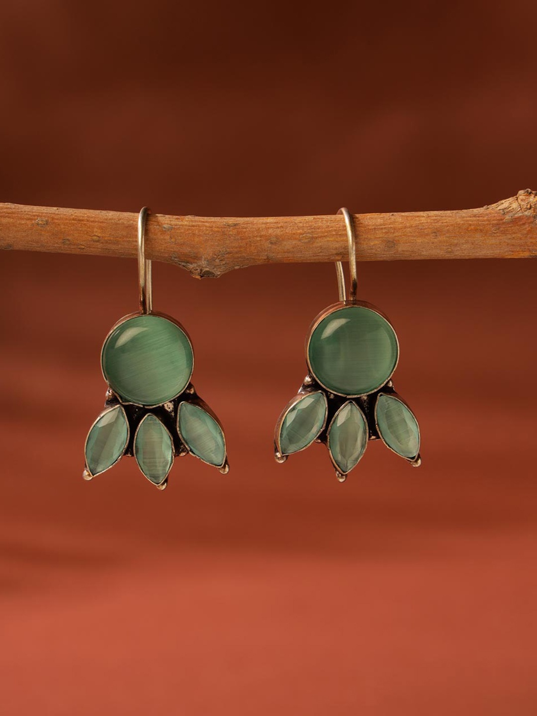 

Fabindia Artificial Stones Studded Contemporary Drop Earrings, Silver