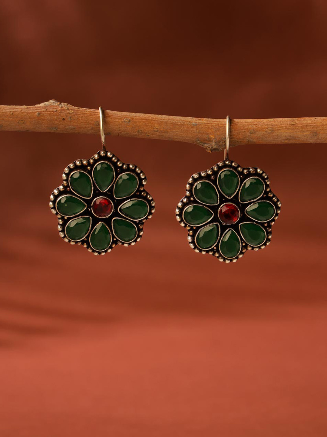 

Fabindia Stones Studded Contemporary Drop Earrings, Silver