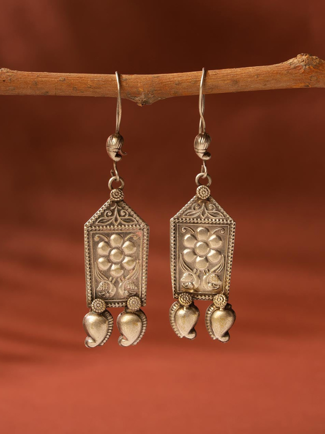 

Fabindia Metal Contemporary Drop Earrings, Silver