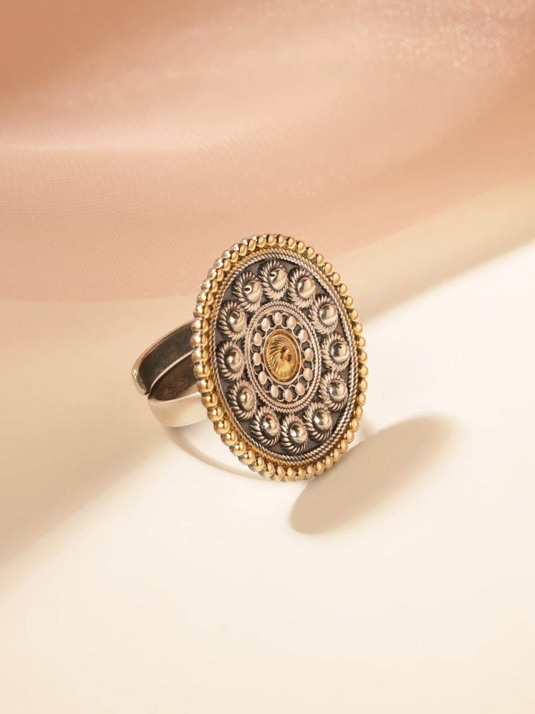 

Fabindia Round Shaped Adjustable Finger Ring, Silver