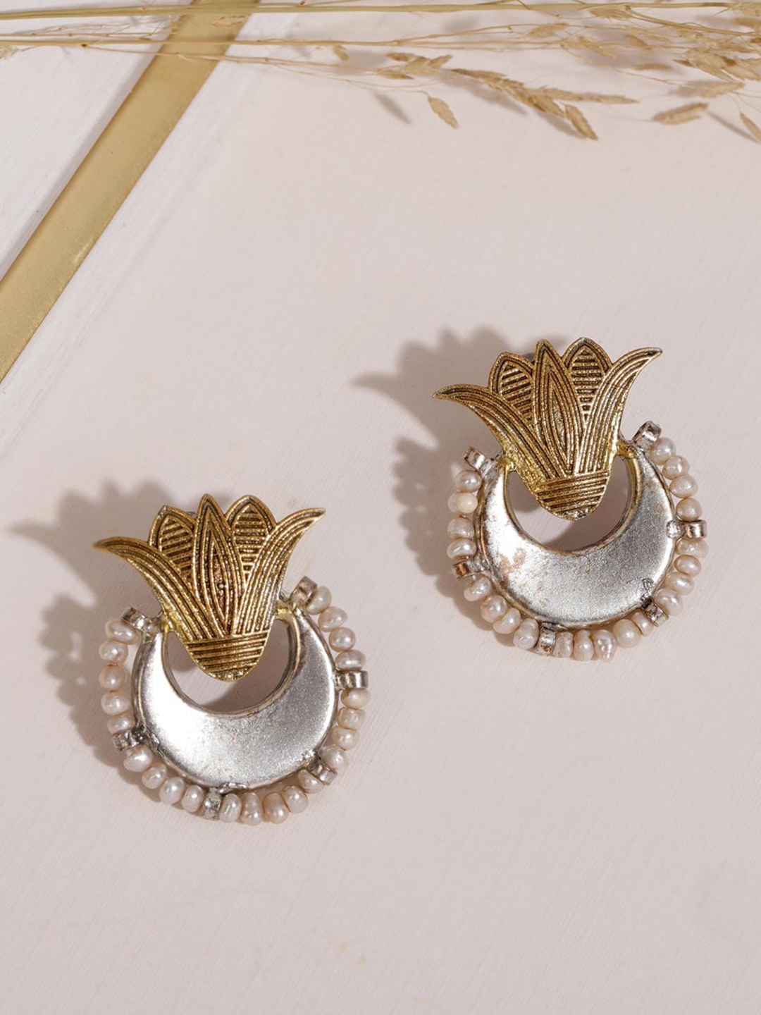 

Fabindia Silver Artificial Beads Beaded Contemporary Studs Earrings