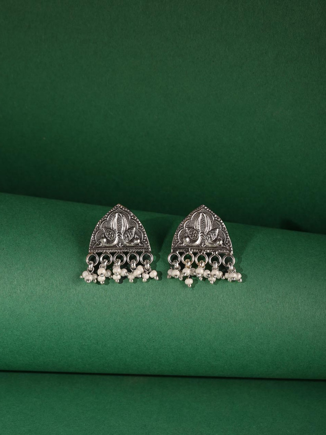 

Fabindia Silver Contemporary Beaded Drop Earrings