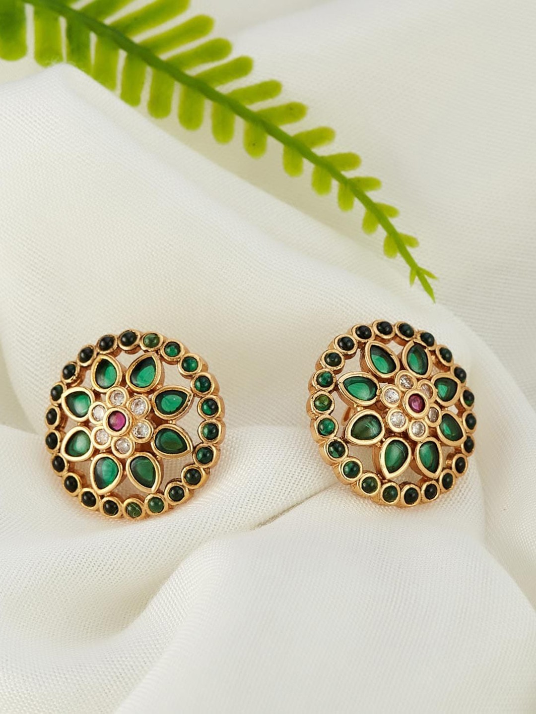 

Fabindia Artificial Stones Studded Contemporary Studs Earrings, Gold