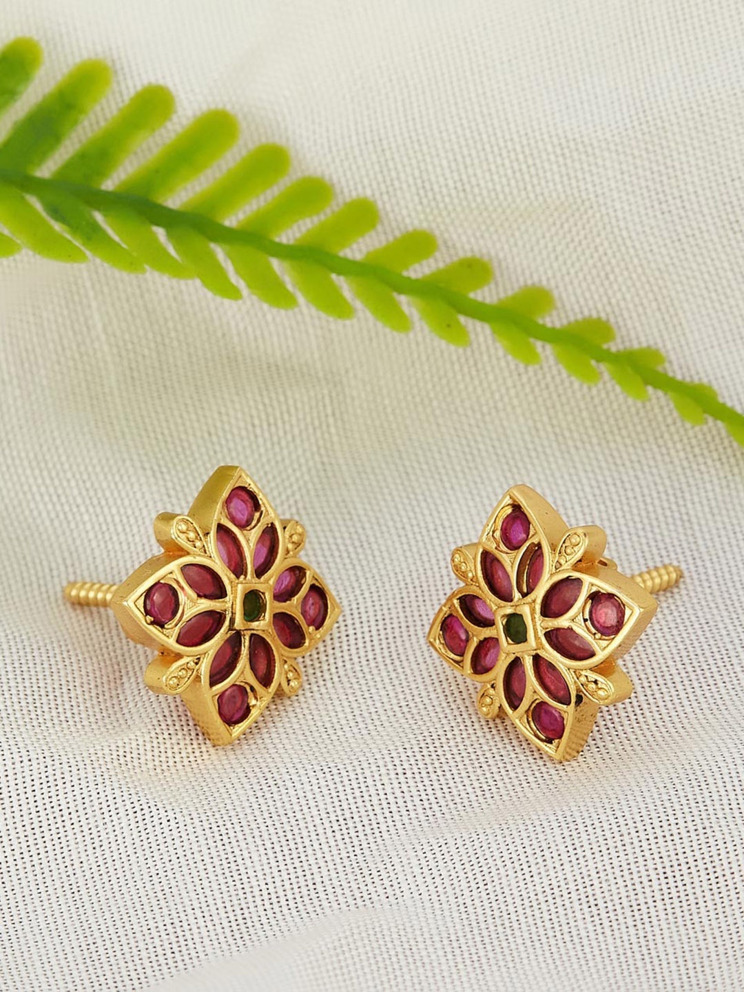 

Fabindia Artificial Stones Studs Earrings, Gold