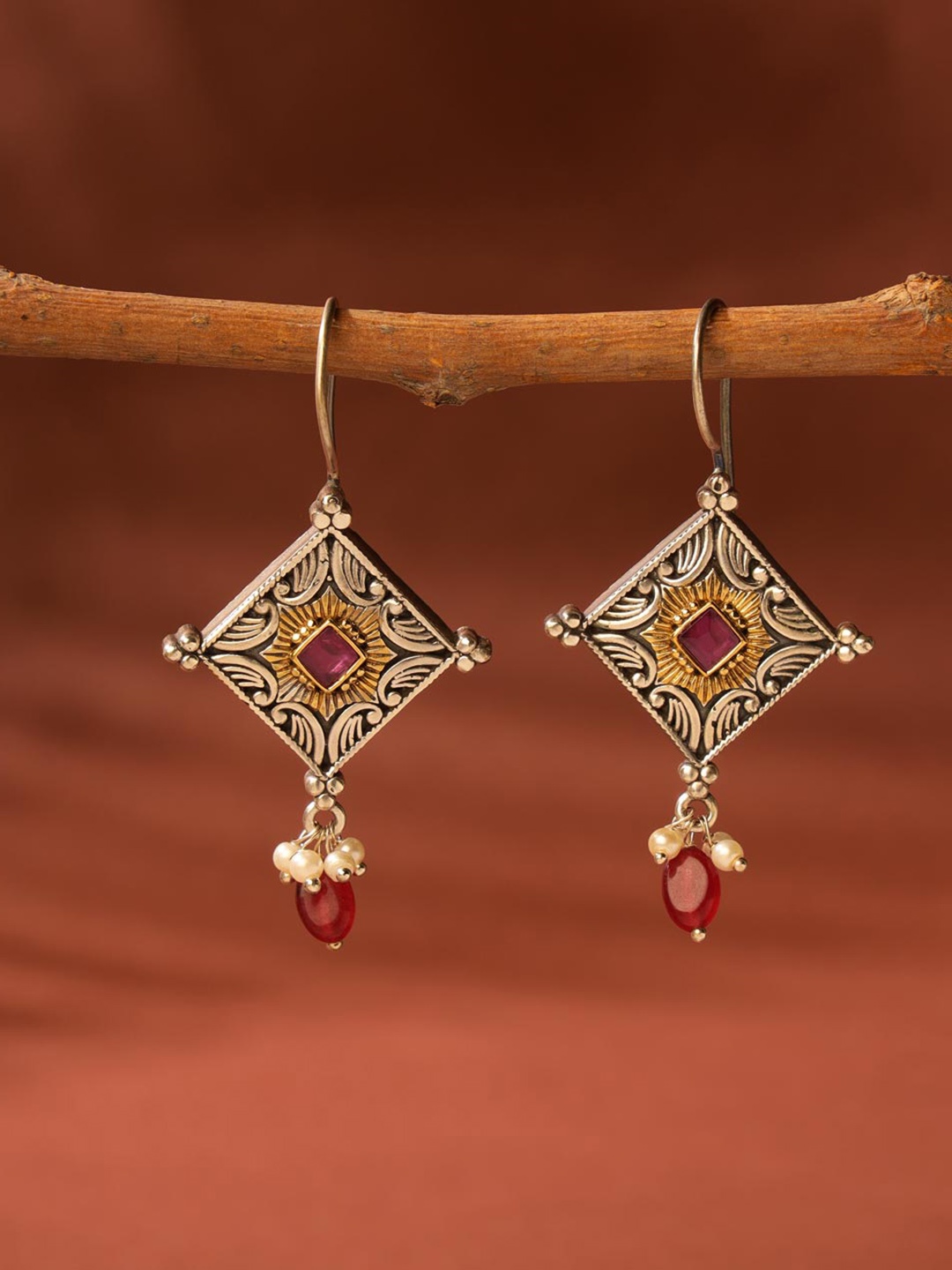 

Fabindia Beaded Contemporary Drop Earrings, Gold