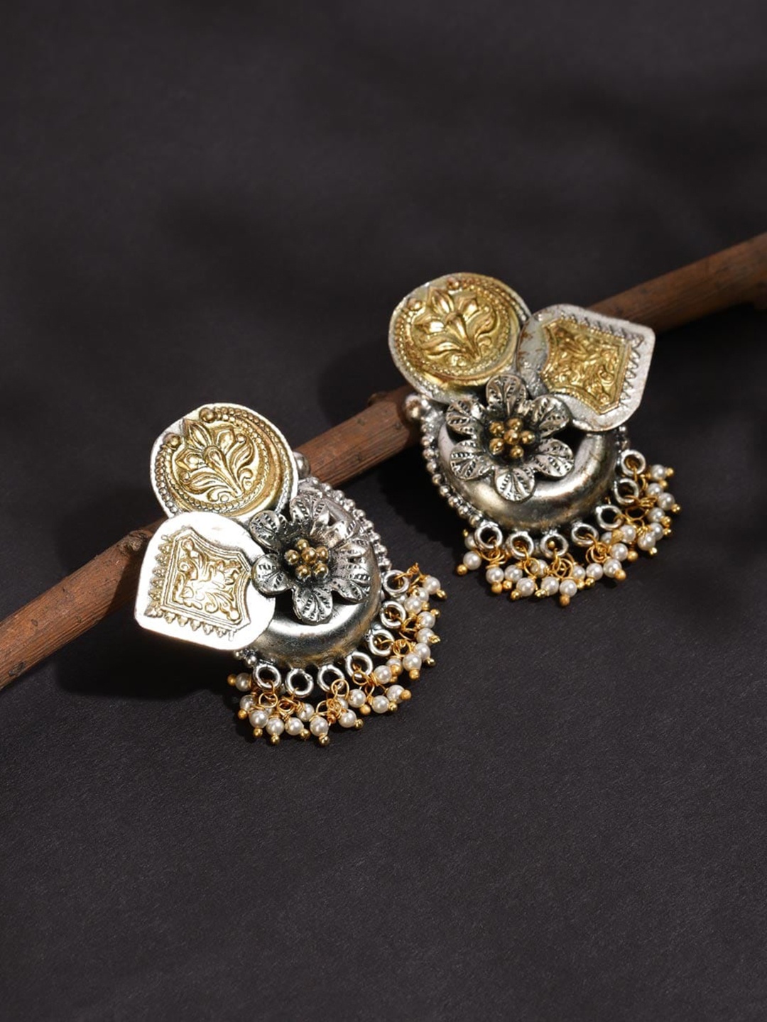 

Fabindia Beaded Contemporary Drop Earrings, Silver