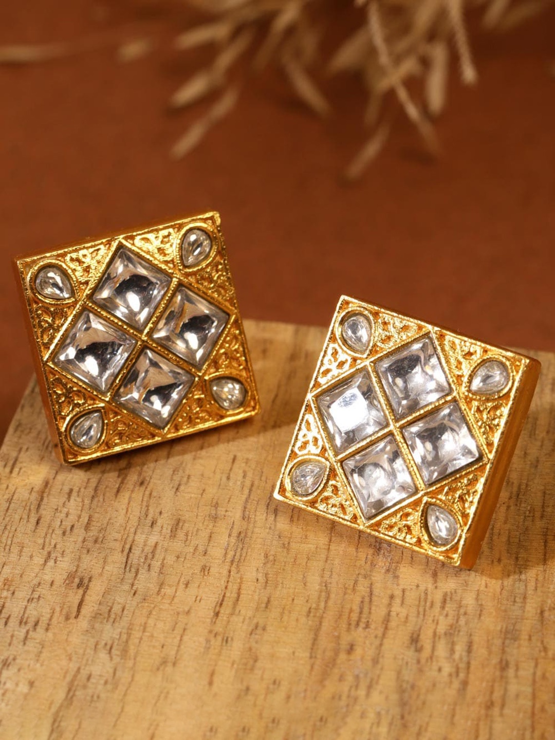 

Fabindia Gold-Plated Silver Square Studs Earrings