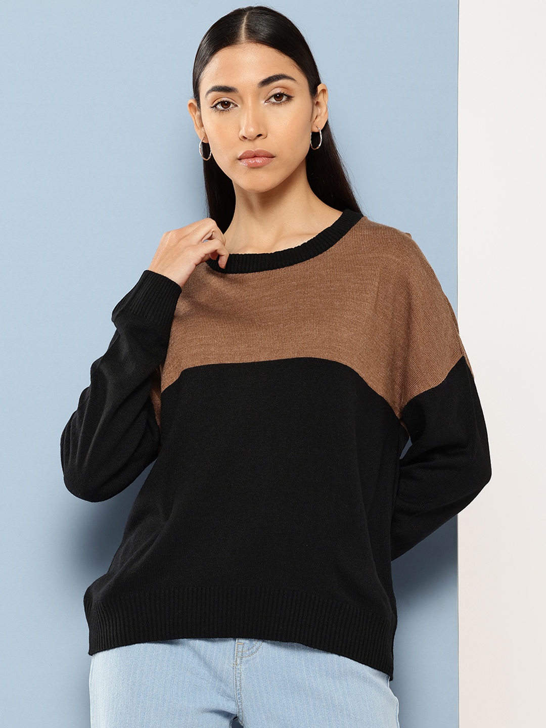 

Chemistry Acrylic Colourblocked Pullover, Black