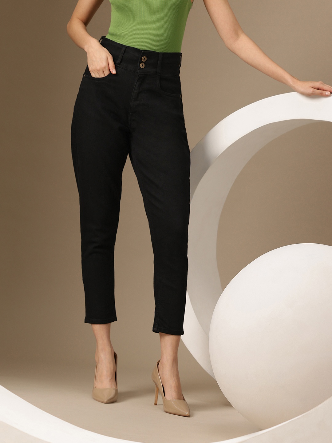 

Chemistry Women Stretchable Mid-Rise Jeans, Black
