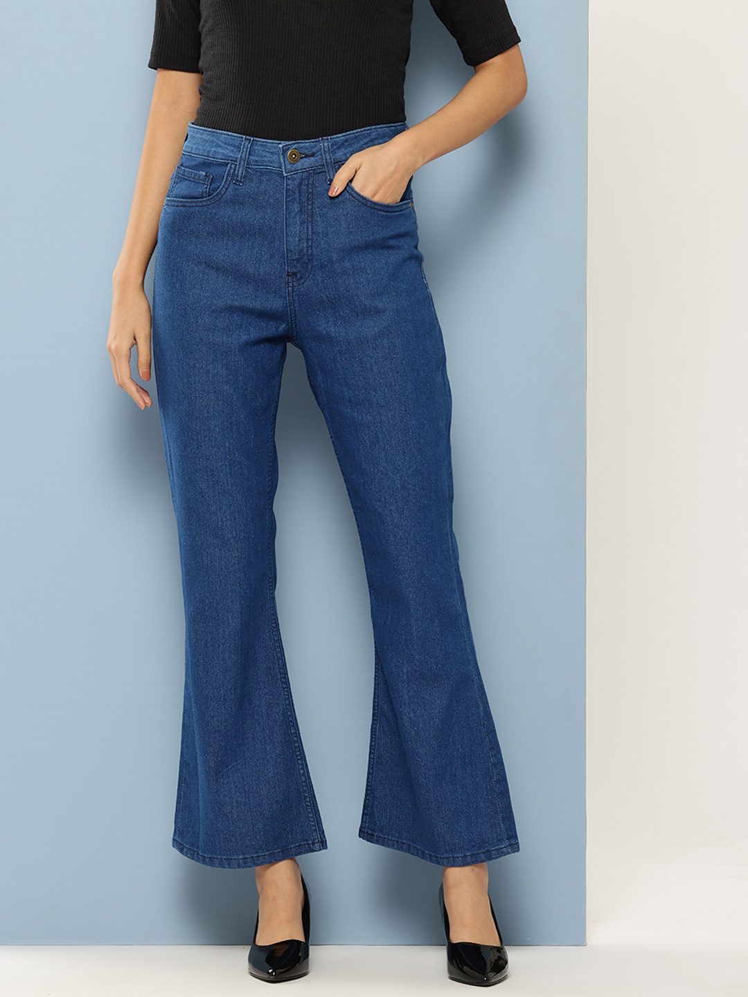 

Chemistry Women Flared Stretchable Jeans, Blue