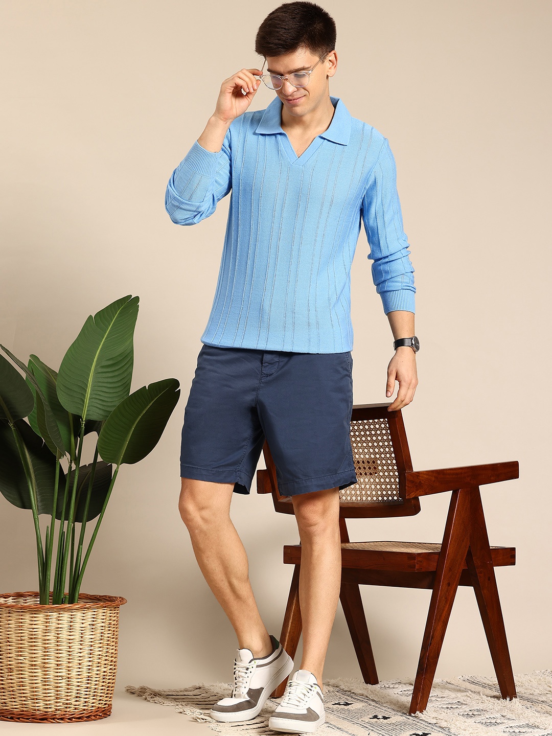 

Mast & Harbour Open-Knits Pullover, Blue