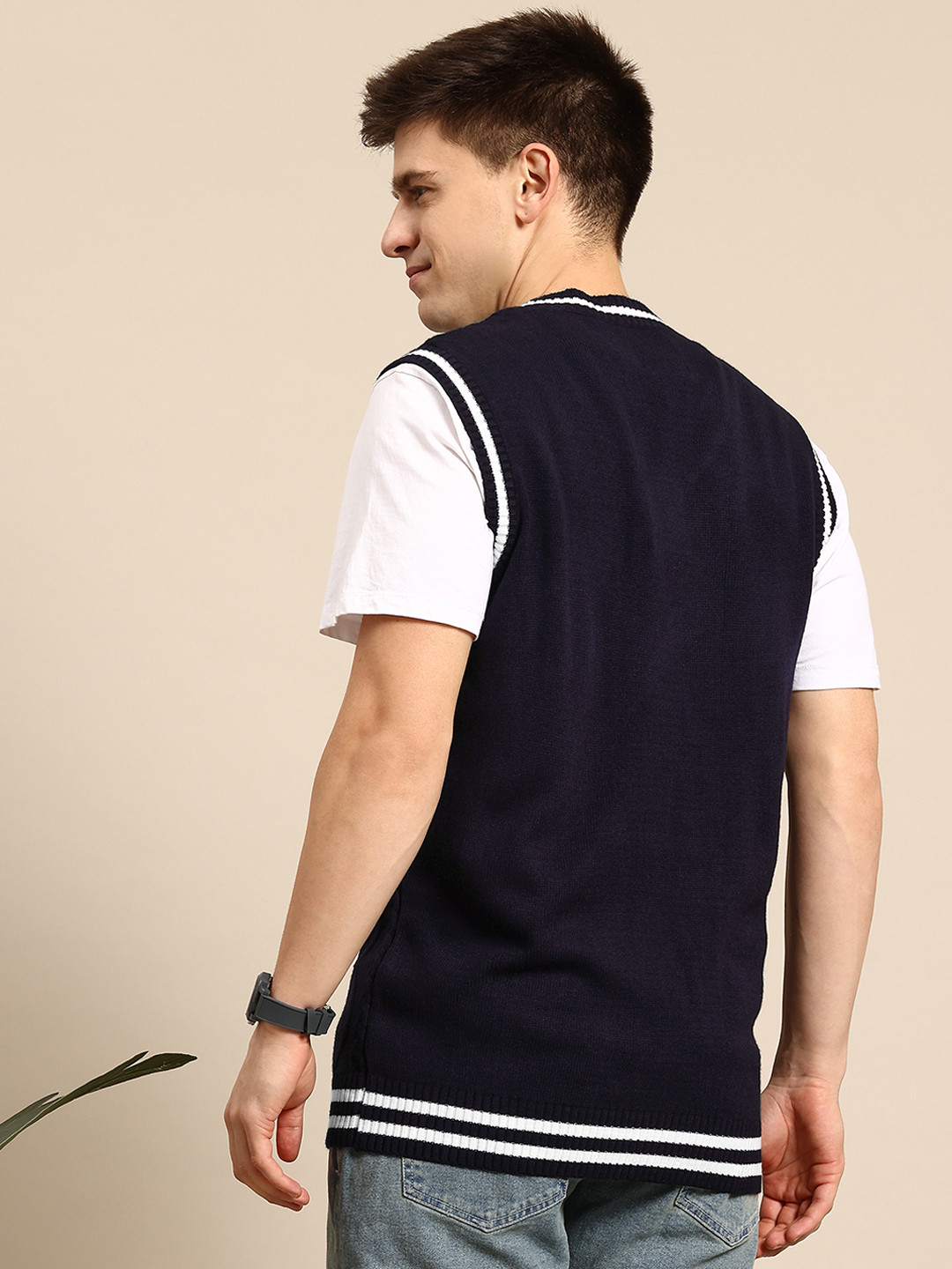 

Mast & Harbour Contrast Trim Sweater Vest, Navy blue