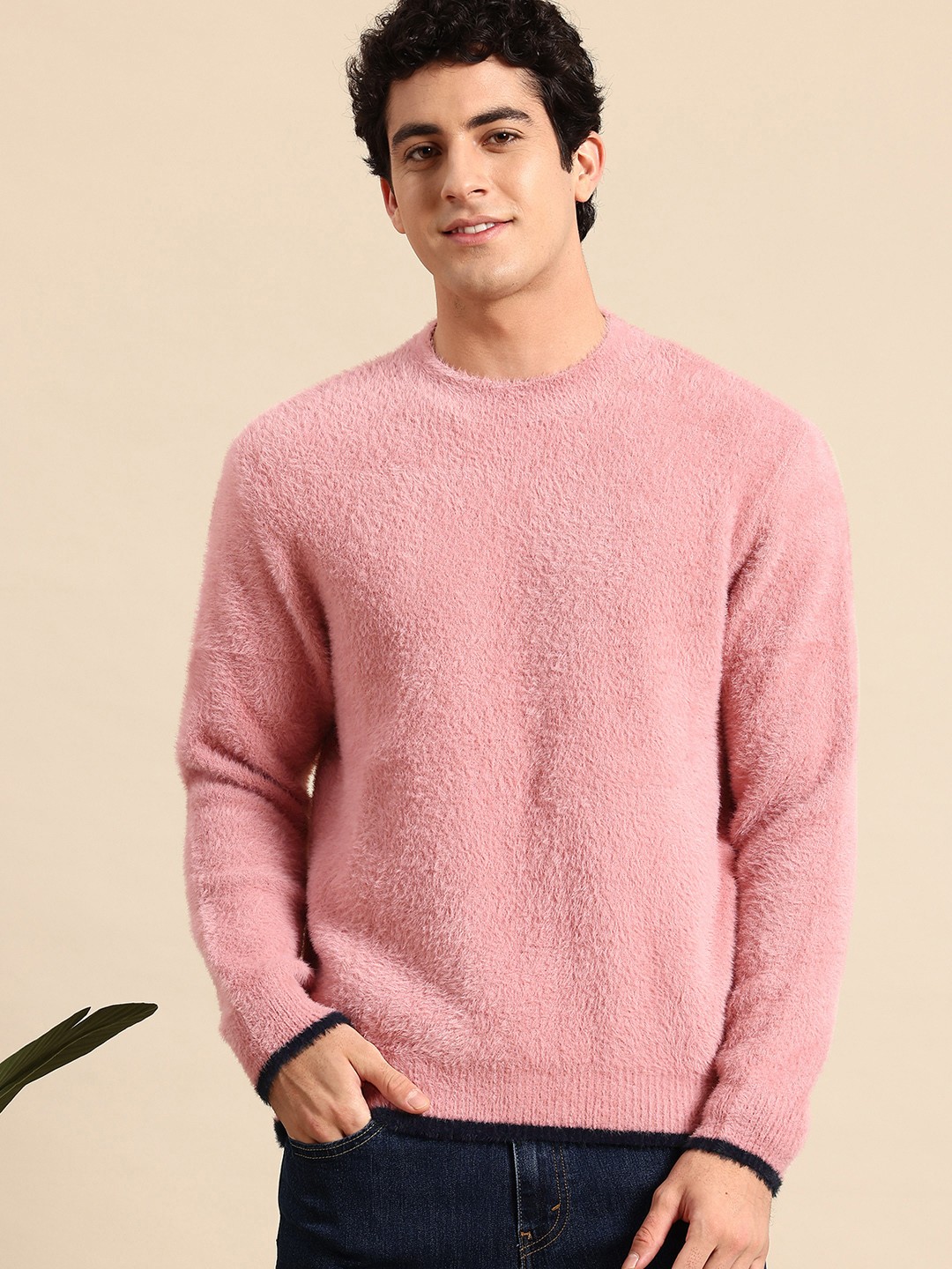 

Mast & Harbour Men Fuzzy Pullover, Pink