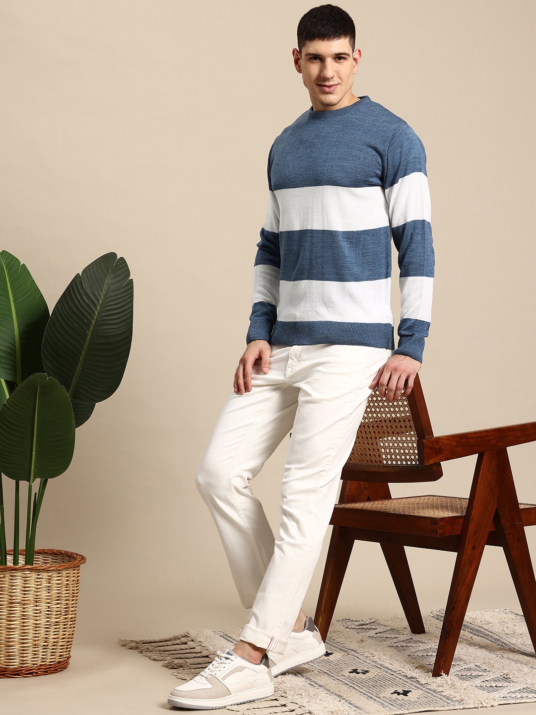 

Mast & Harbour Striped Pullover, Blue