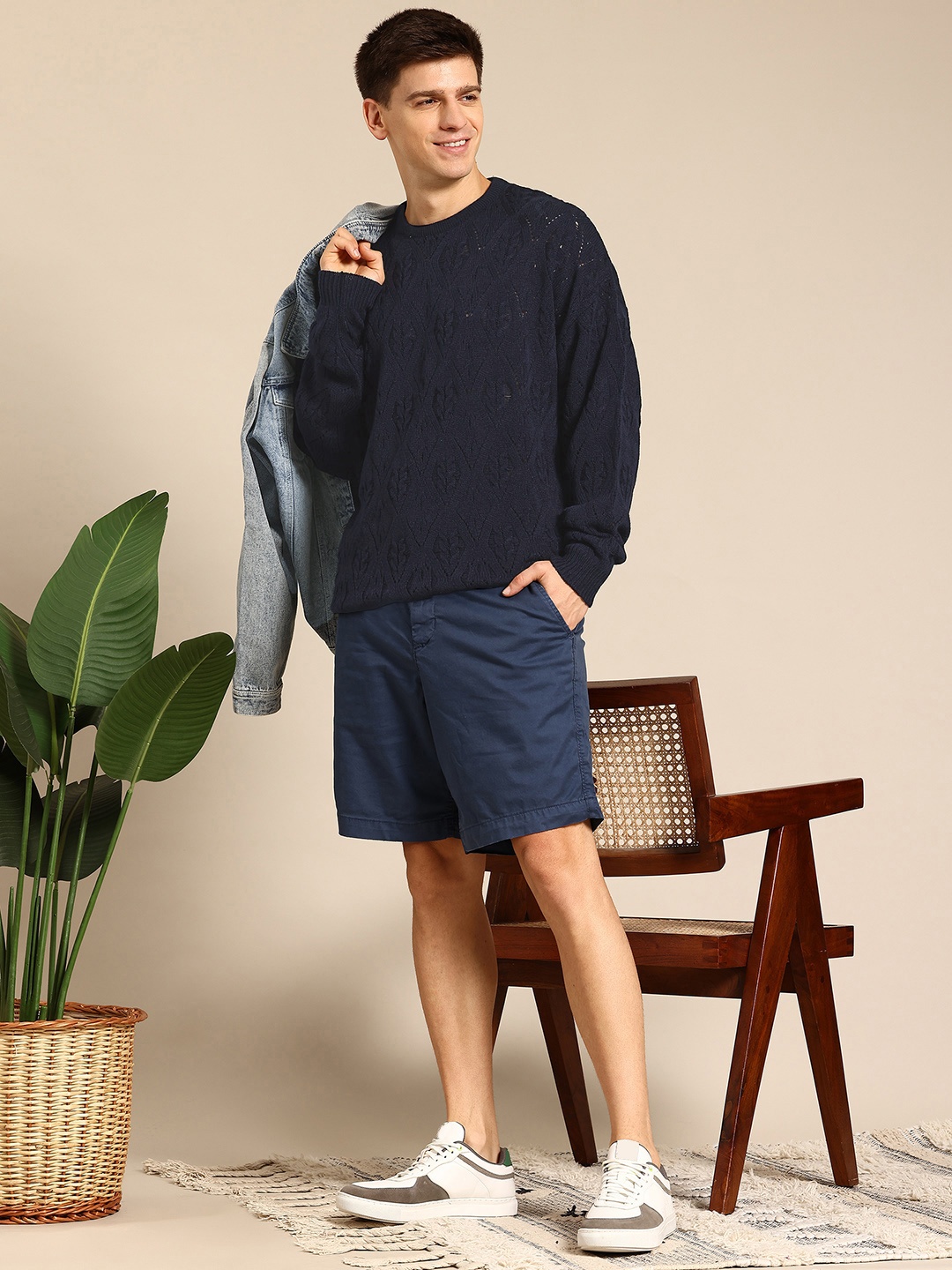 

Mast & Harbour Open-Knits Pullover, Navy blue