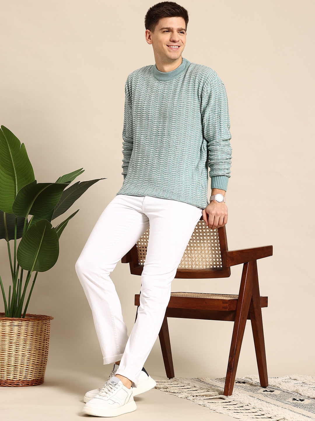 

Mast & Harbour Self-Checked Pullover, Blue