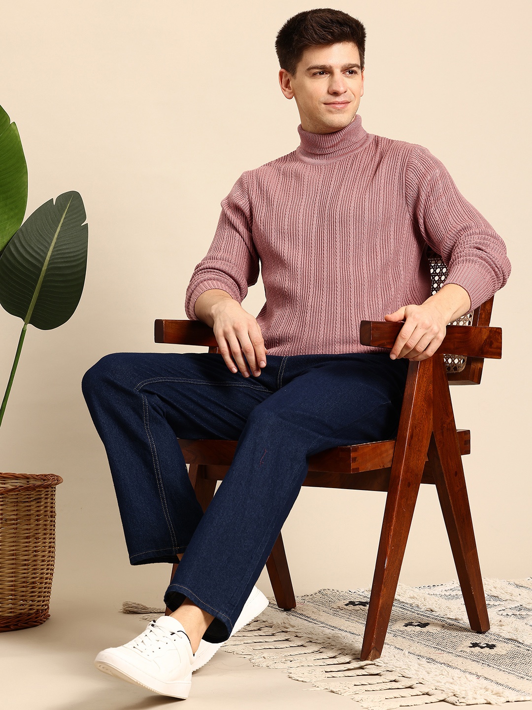 

Mast & Harbour Turtle Neck Knitted Pullover, Mauve