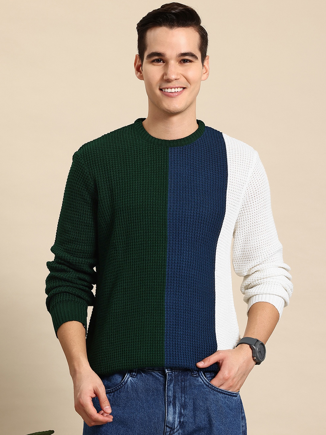 

Mast & Harbour Colourblocked Pullover, Green