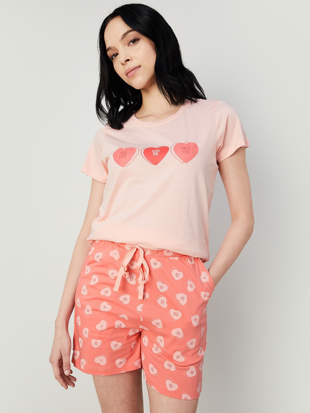 

Ginger by Lifestyle Geometric Printed Pure Cotton Night suit, Rose