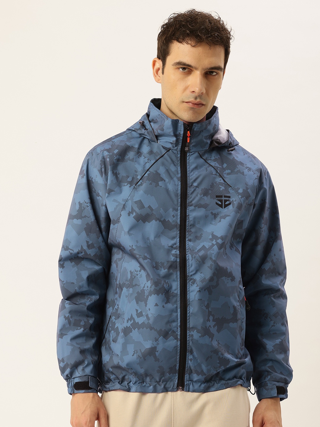 

Sports52 wear Printed Hooded Rain Jacket, Blue