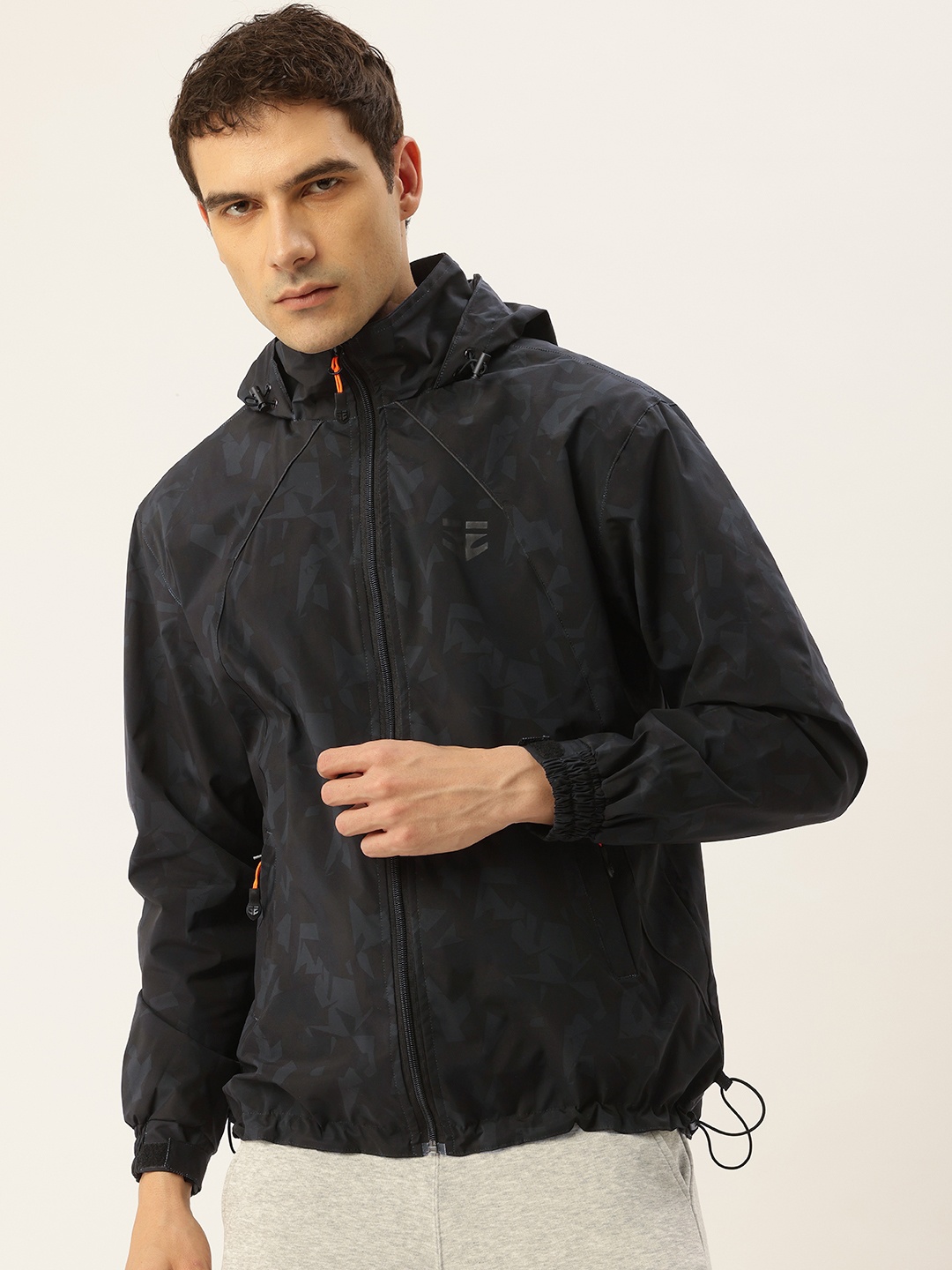 

Sports52 wear Comfort Fit Printed Hooded Rain Jacket, Black