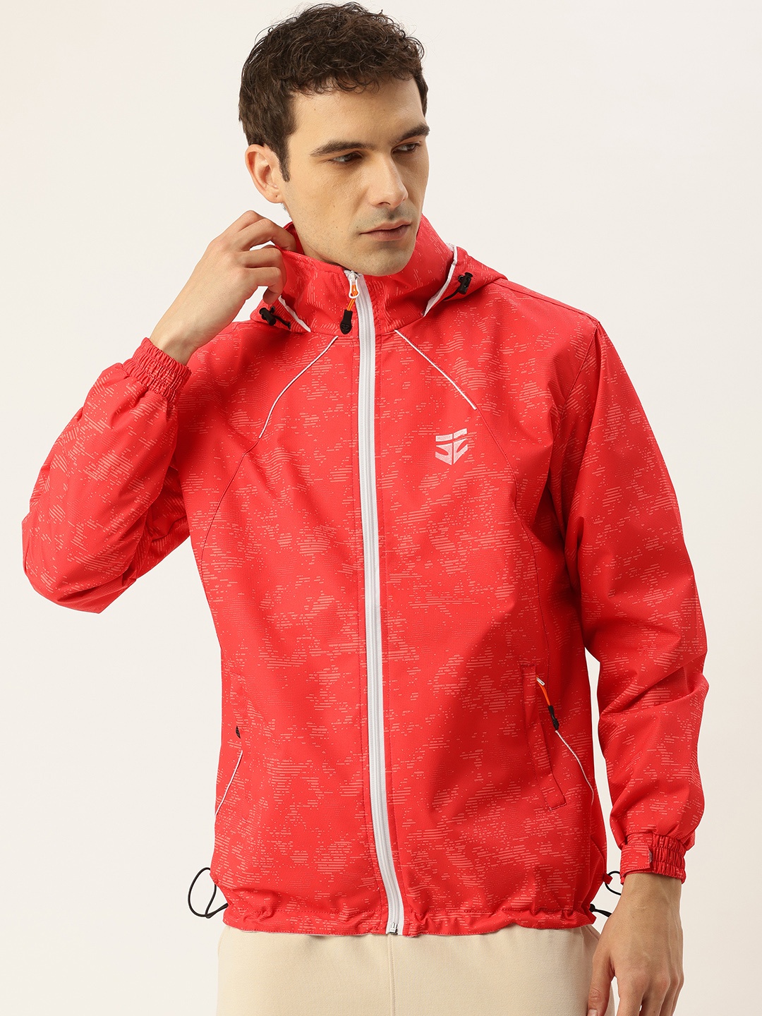 

Sports52 wear Comfort Fit Printed Hooded Rain Jacket, Red