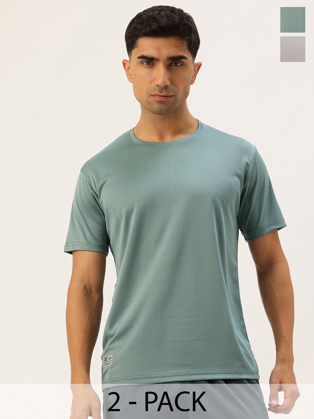 

Sports52 wear Pack of 2 Self-Design Training T-shirt, Sea green