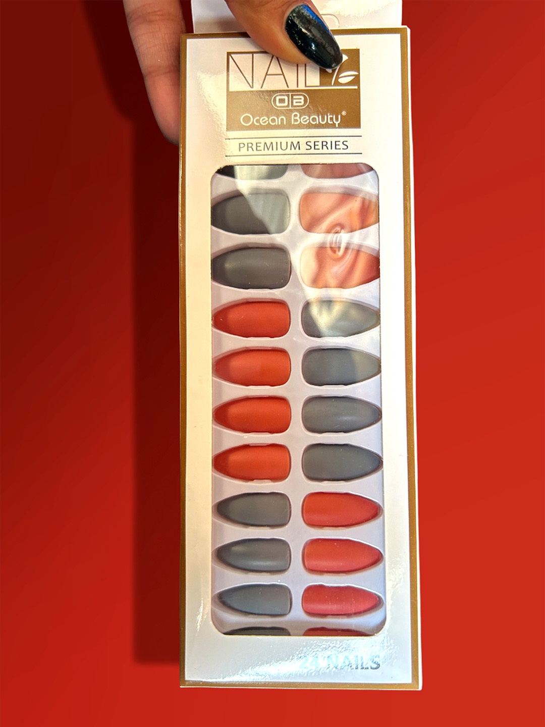 

CHRONEX Set Of 24 Matte Finish Reusable Press On Nail Extensions, Grey