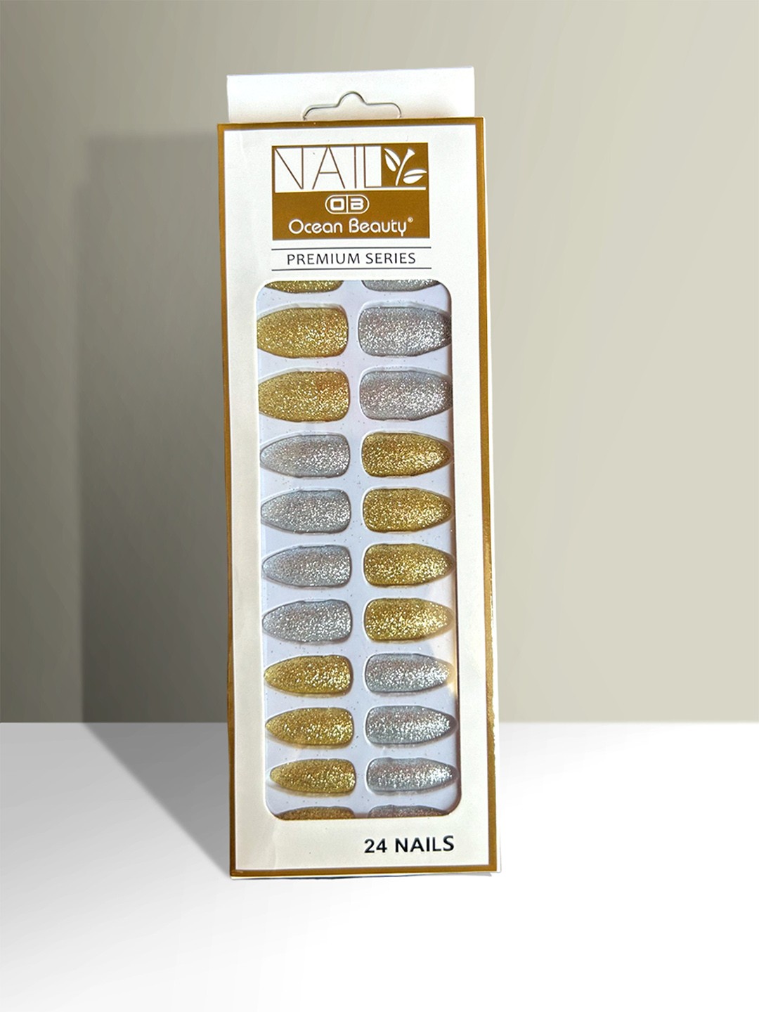 

CHRONEX Set Of 24 Glitter Reusable Press On Nail Extensions, Gold