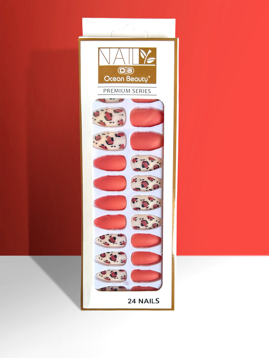 

CHRONEX Set Of 24 Matte Finish Reusable Press On Nail Extensions, Red