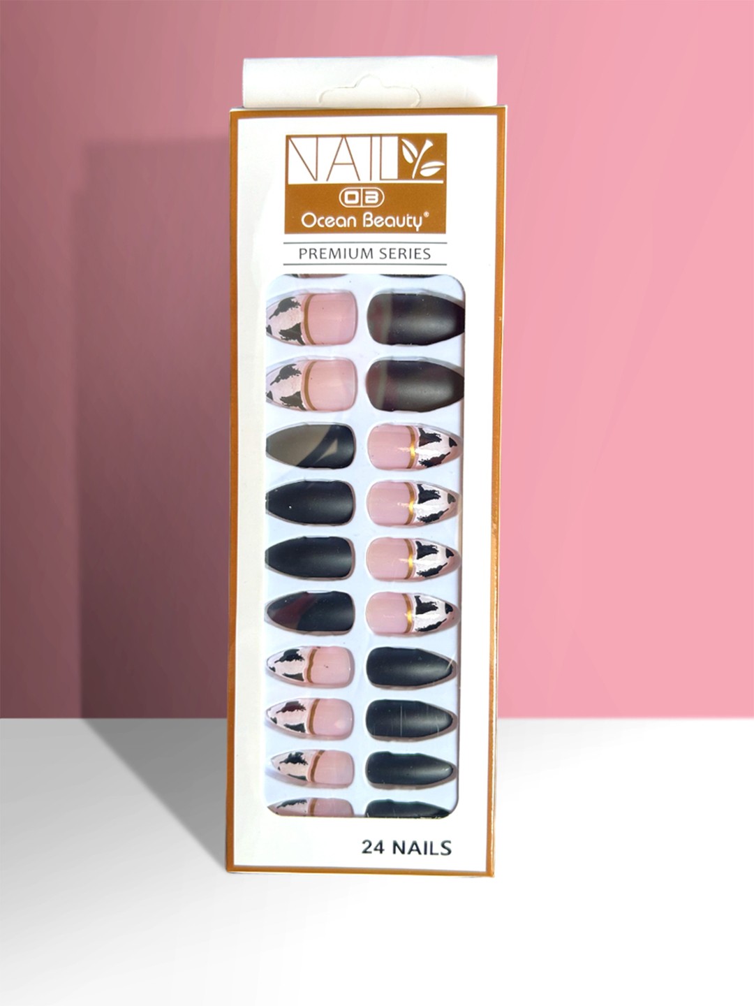 

CHRONEX Set Of 24 Matte Finish Reusable Press On Nail Extensions, Black