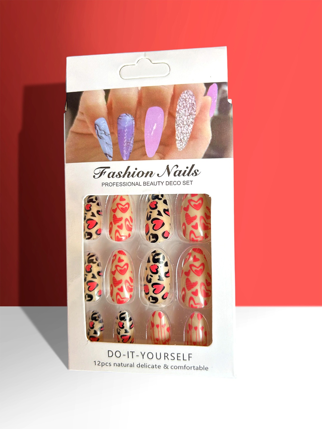 

CHRONEX Set Of 12 Matte Almond Press On Nails, Multi