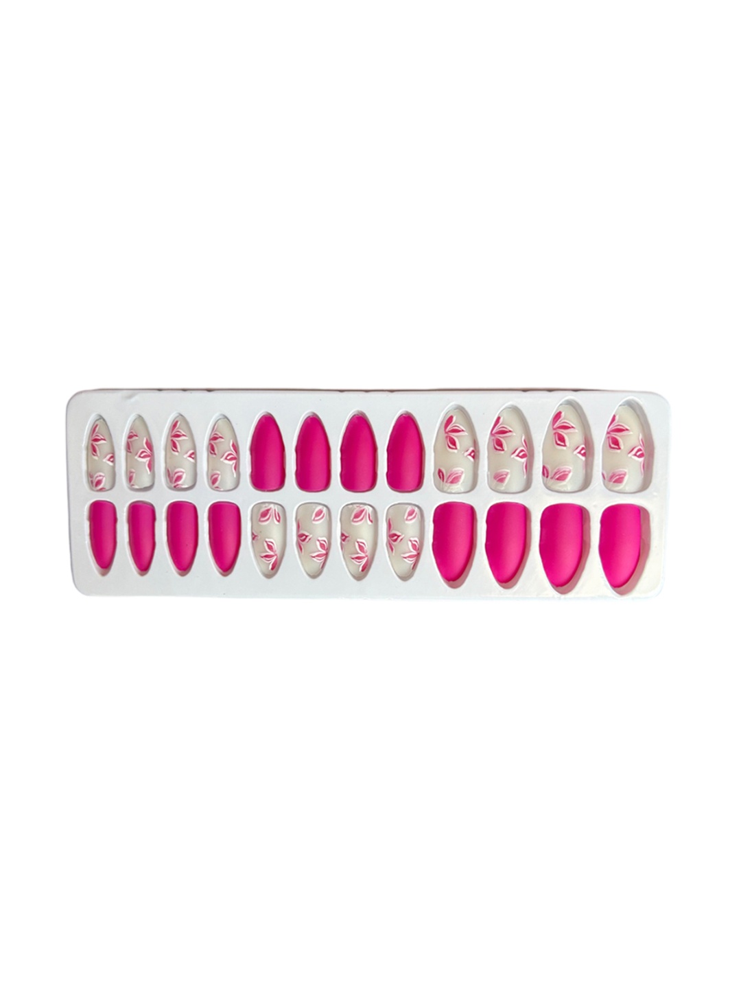 

CHRONEX Set Of 24 Matte Finish Reusable Press On Nail Extensions, Fuchsia