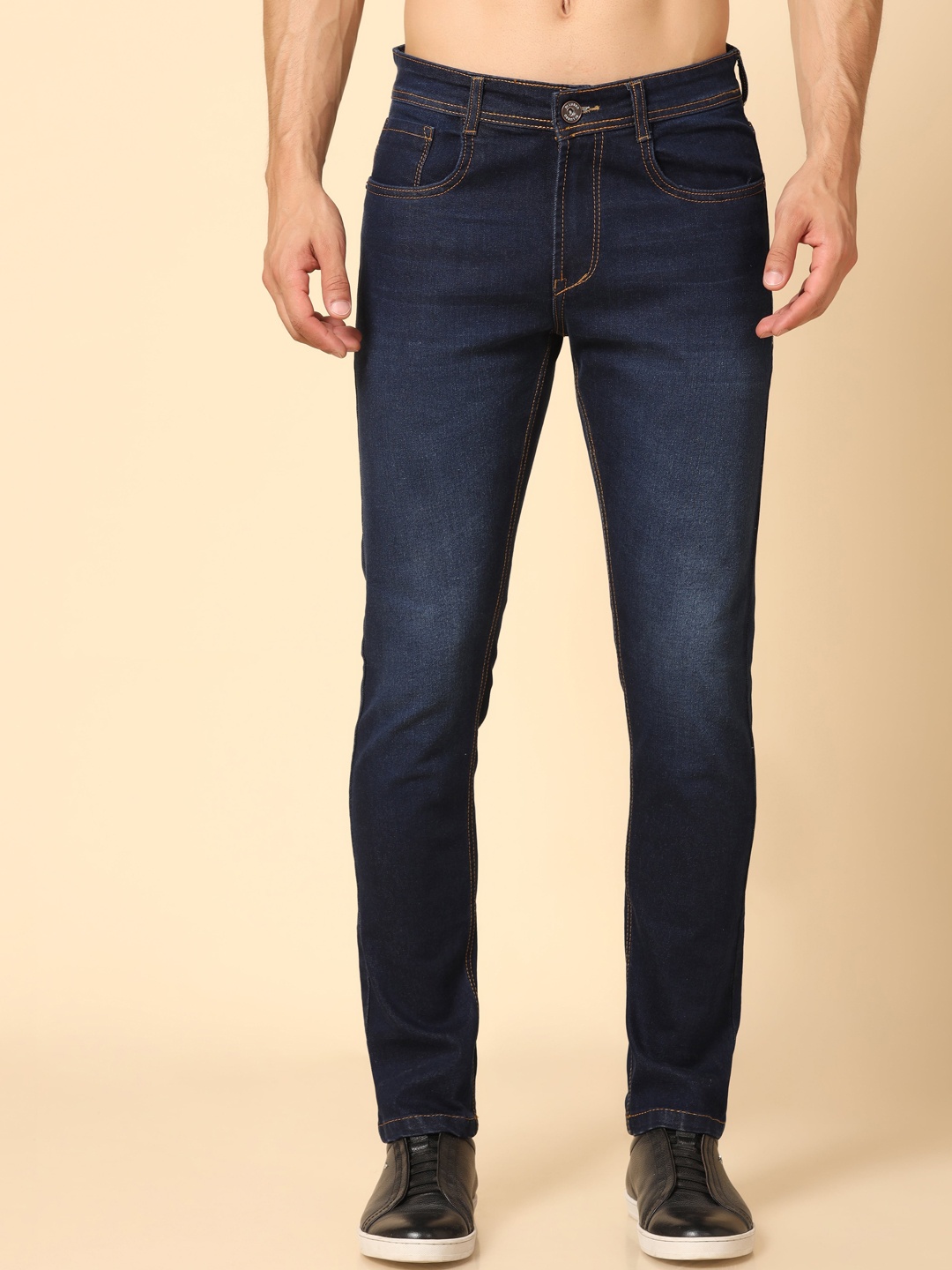 

DI LUSSO Men Slim Fit Clean Look Mid-Rise Jeans, Blue