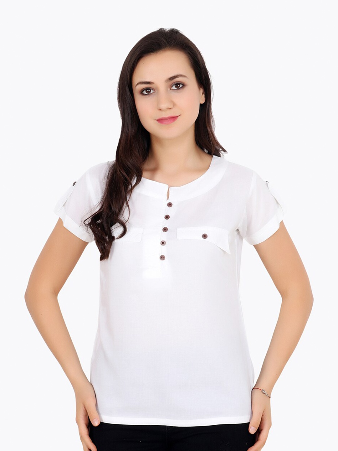 

BAESD Round Neck Short Sleeves Top, White