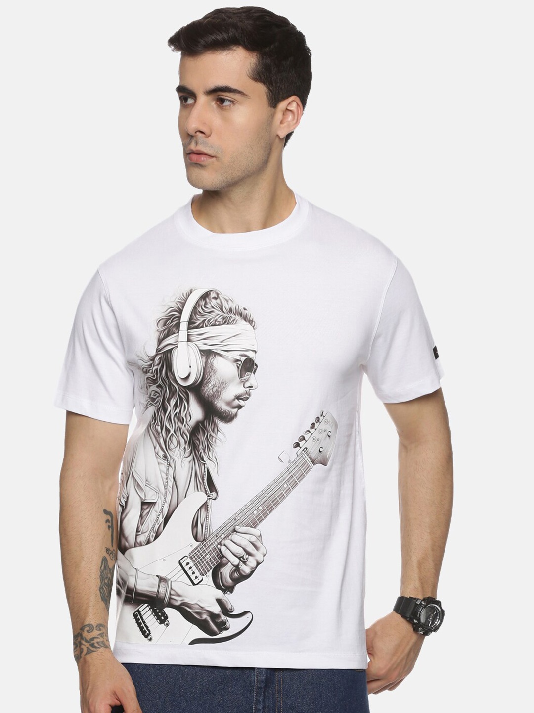 

ABLING Printed Pure Cotton Bio Finish T-shirt, White