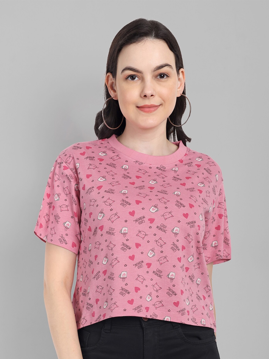

HEYLAY Women Typography Printed T-shirt, Pink