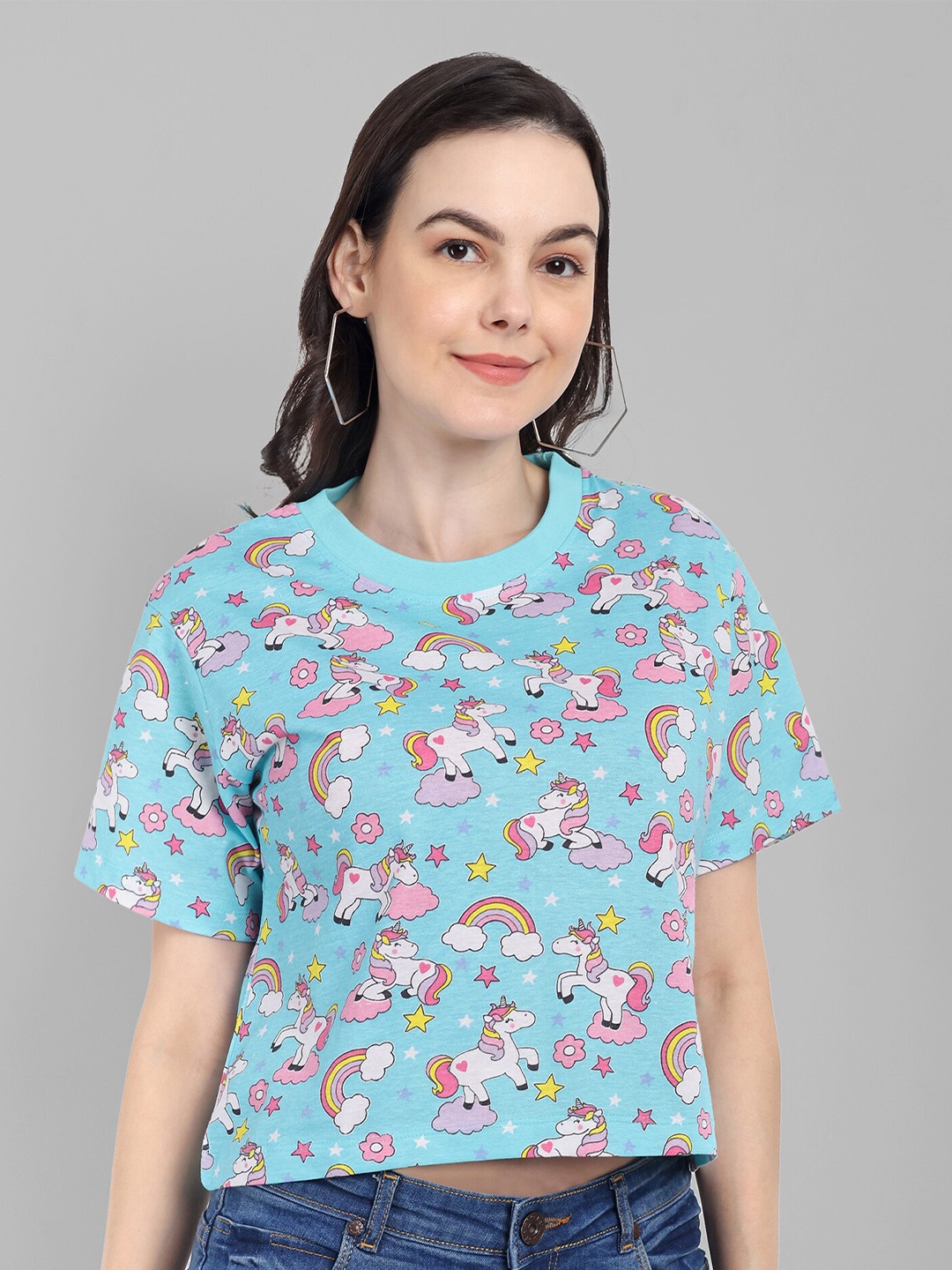 

HEYLAY Women Printed T-shirt, Blue