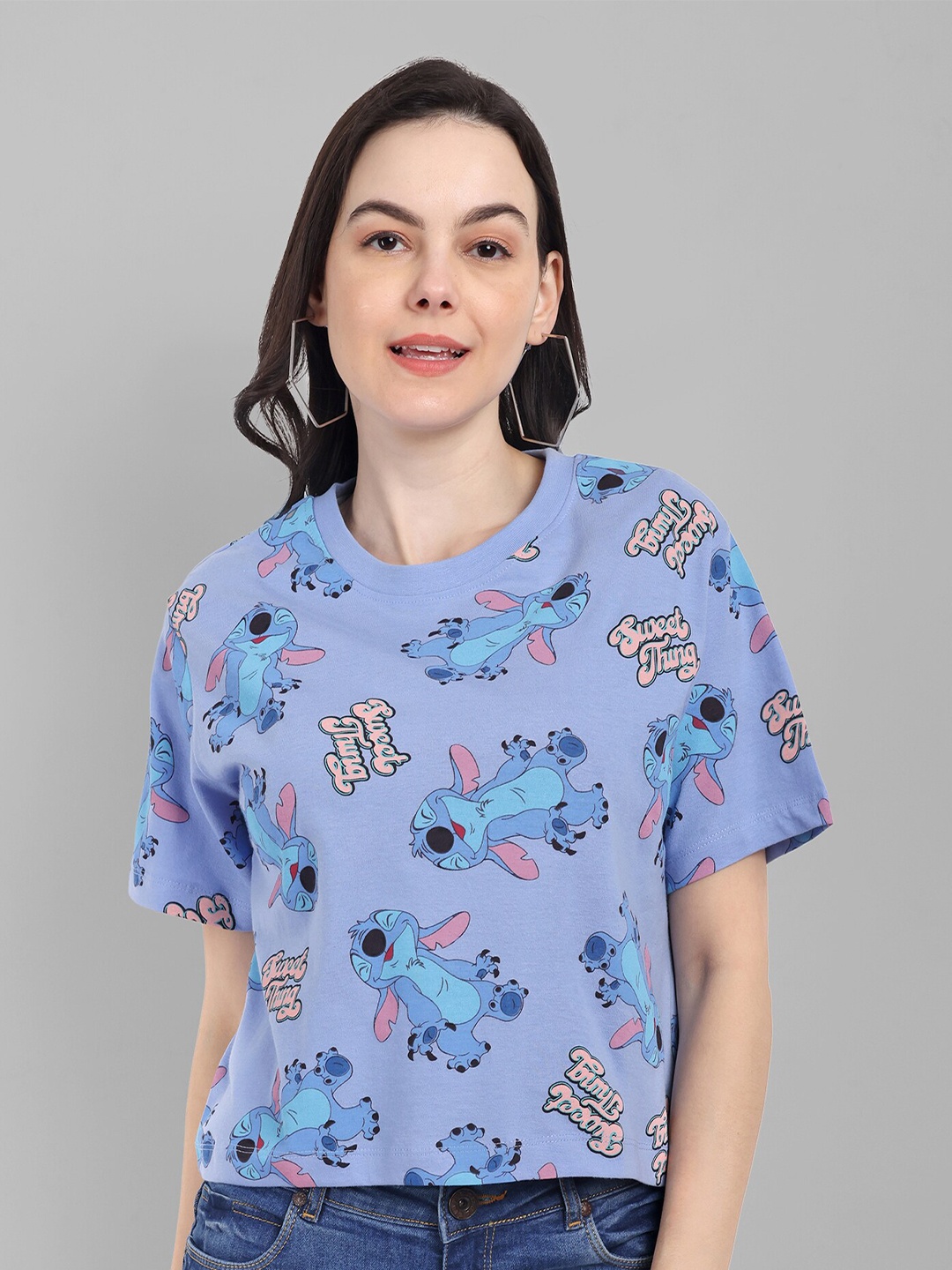 

HEYLAY Graphic Printed Round Neck Pure Cotton T-shirt, Blue