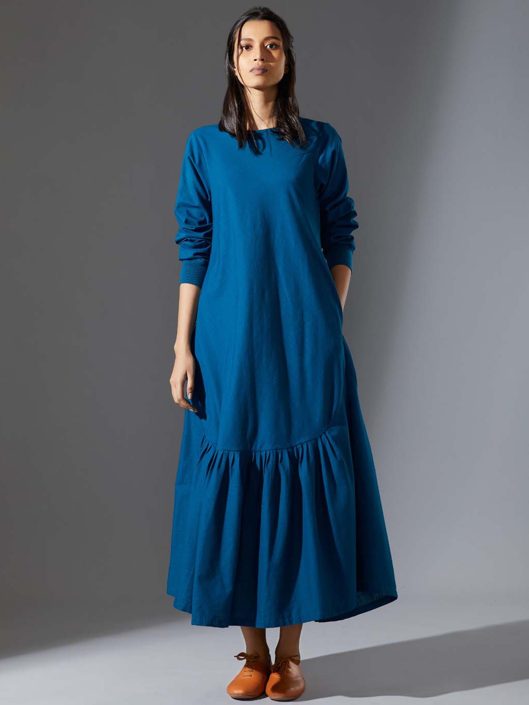 

MATI Cotton A-Line Maxi Dress, Blue