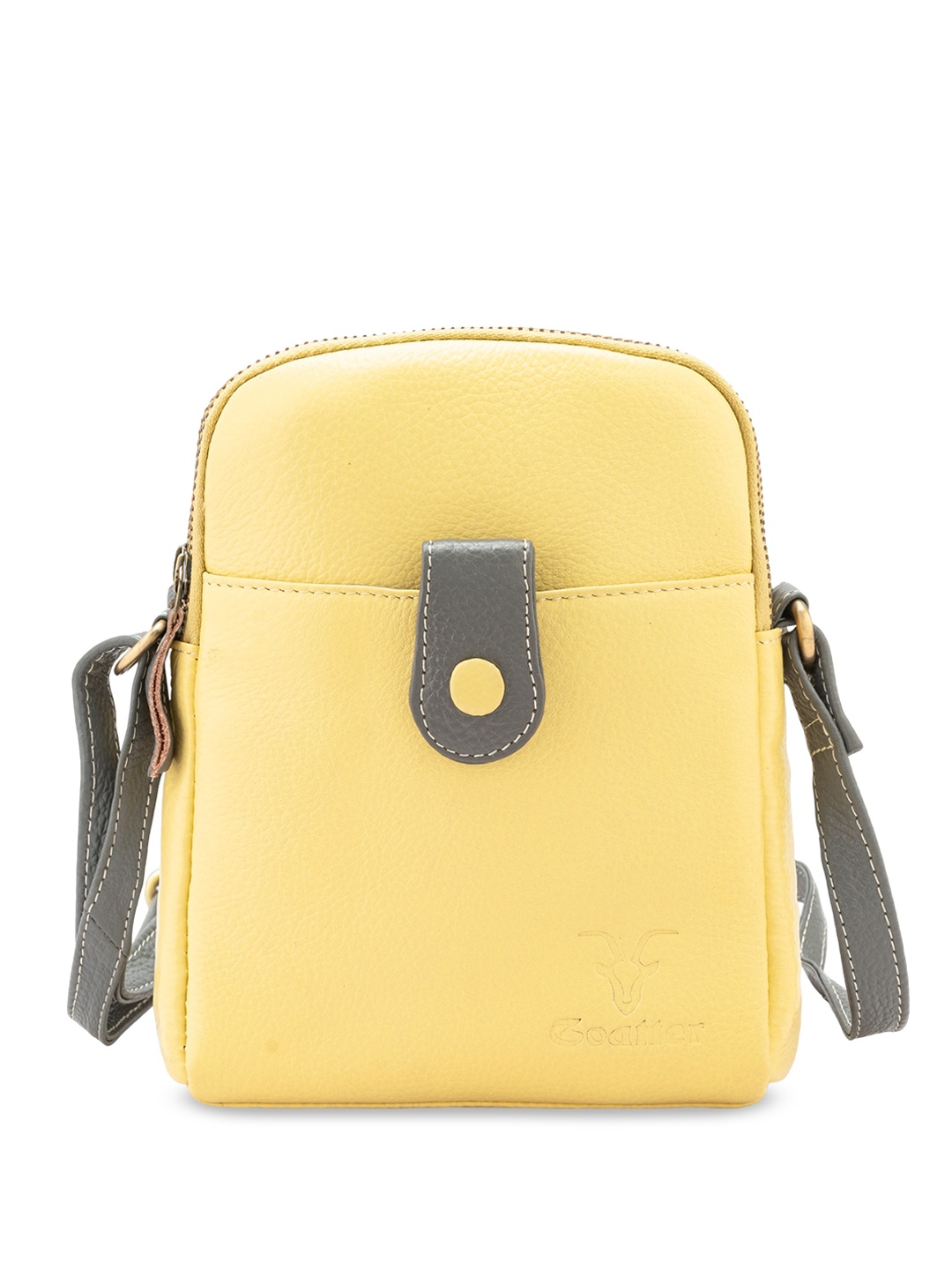 

Goatter Textured Leather Structured Sling Bag, Yellow