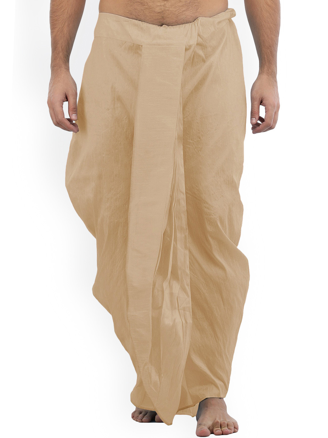 

Exotic India Pure Cotton Ready To Wear Dhoti pants, Beige