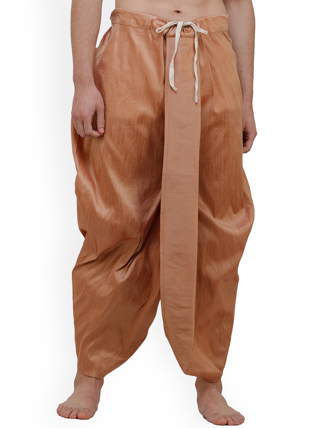 

Exotic India Toast Ready to Wear Plain Silk Dhoti, Brown