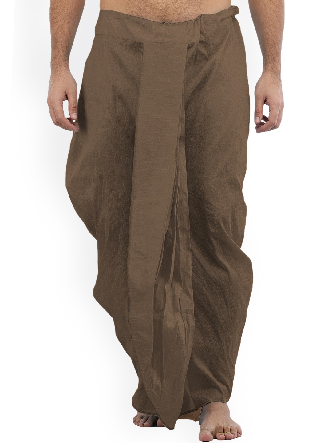 

Exotic India Bison Ready to Wear Silk Plain Dhoti, Brown