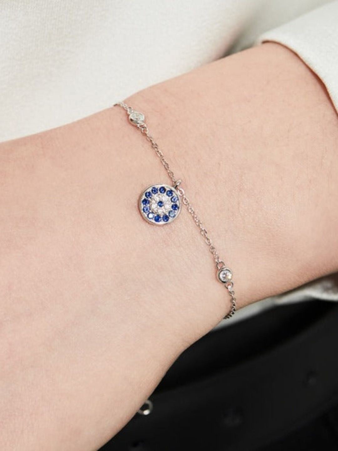 

BRIA JEWELS Women Silver Cubic Zirconia Wraparound Bracelet