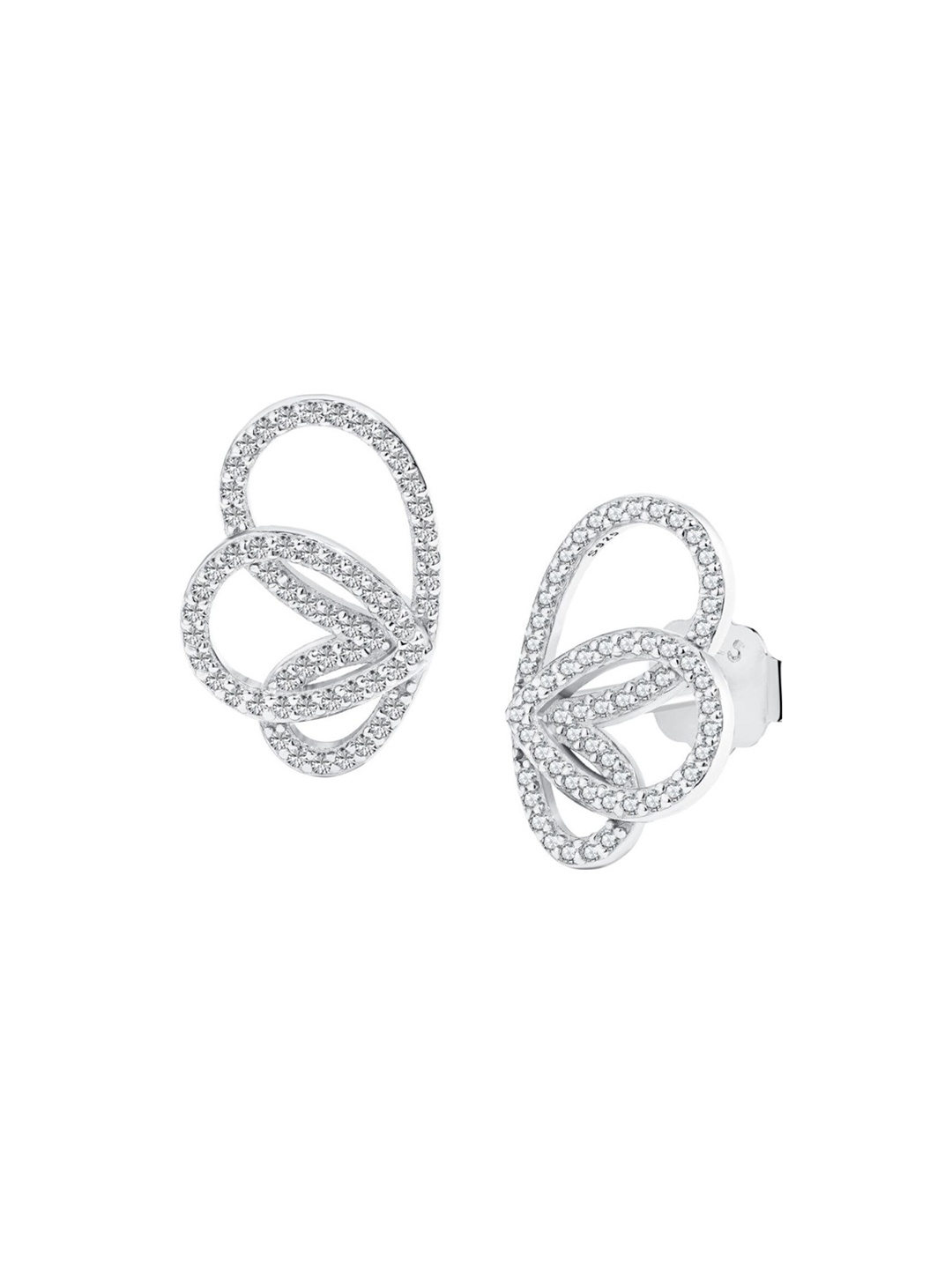 

BRIA JEWELS Rhodium-Plated Cubic Zirconia-Studded 925 Sterling Silver Studs Earrings