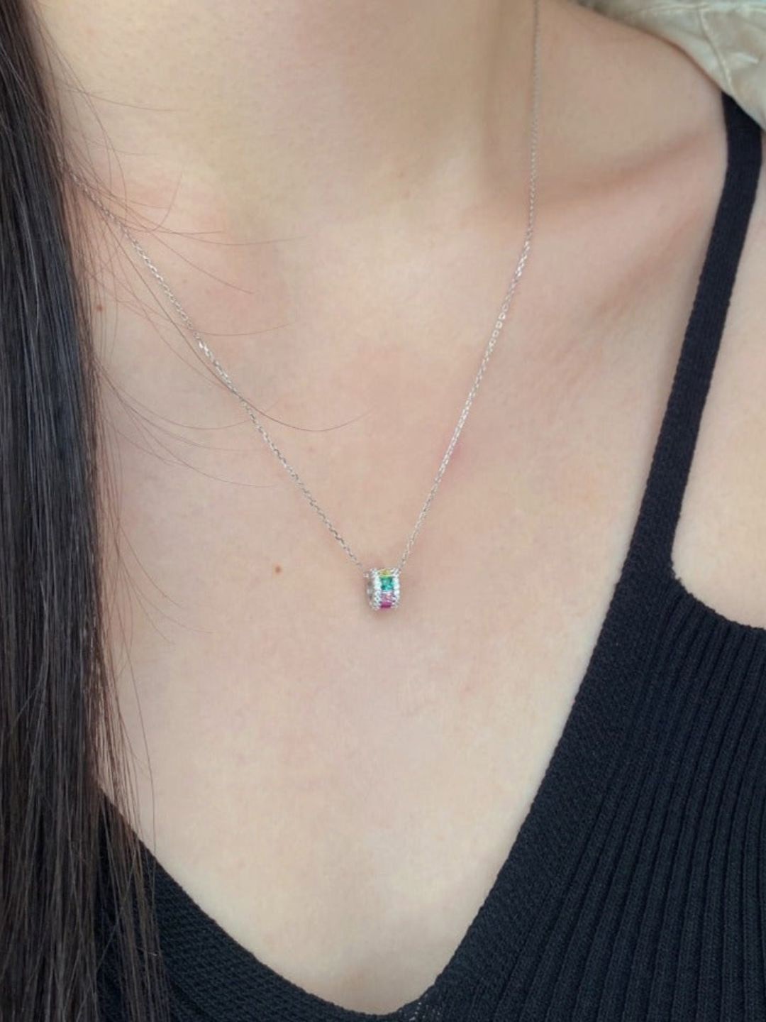 

BRIA JEWELS Rhodium-Plated Cubic Zirconia Necklace, Silver