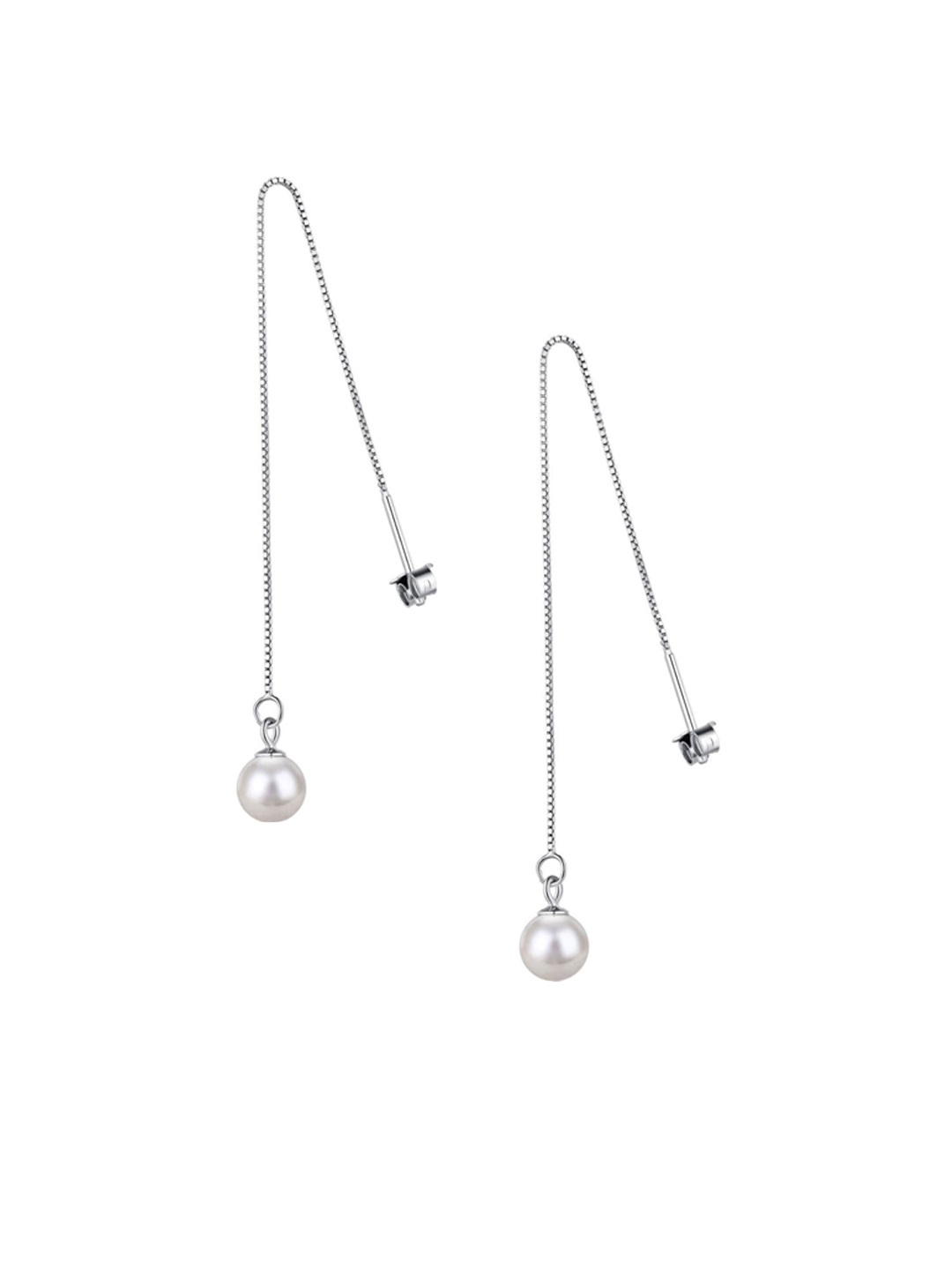 

BRIA JEWELS Sterling Silver Rhodium-Plated CZ Contemporary Drop Earrings