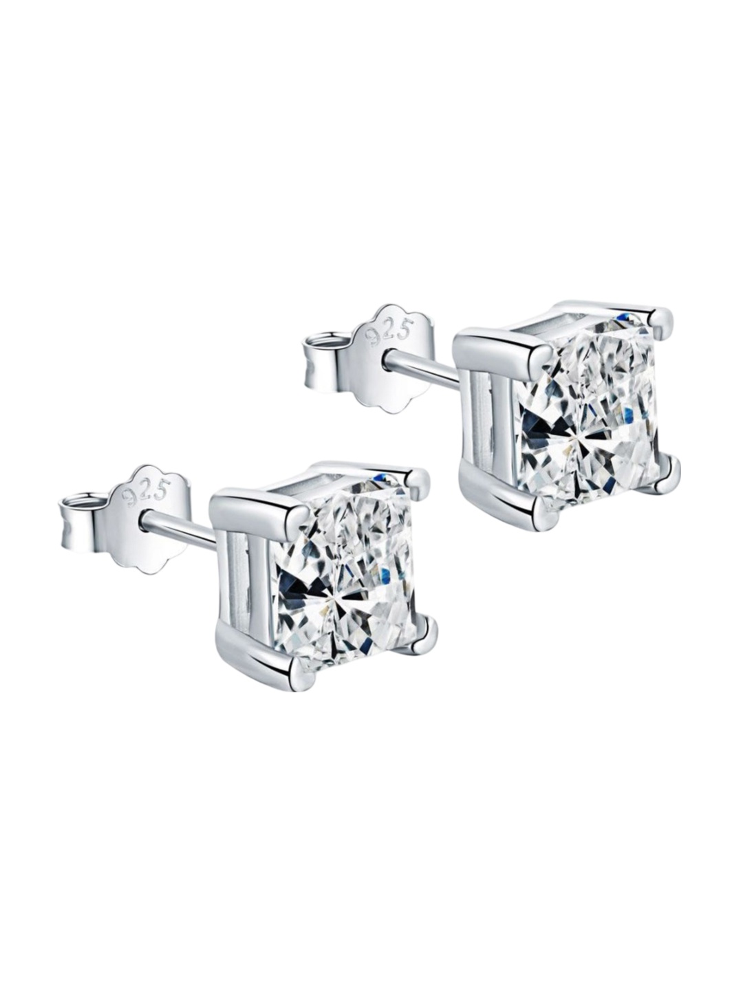 

BRIA JEWELS Rhodium-Plated Cubic Zirconia-Studded 925 Sterling Silver Studs Earrings