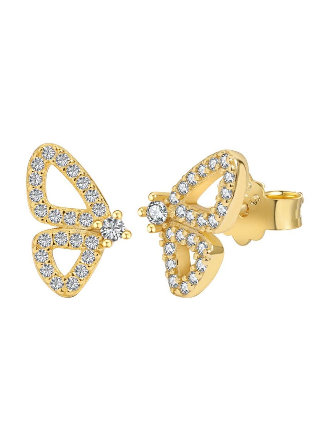 

BRIA JEWELS Gold-Plated Cubic Zirconia-Studded 925 Sterling Silver Studs Earrings
